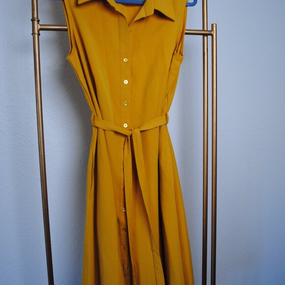 Mustard Button-Down  Dress - Picture 1 of 7